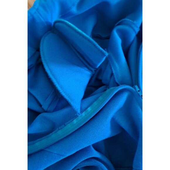 Vintage NEW Darian Dress TEAL Blue Knit 1980s Career Gold Button Pockets 18 - Picture 11 of 11